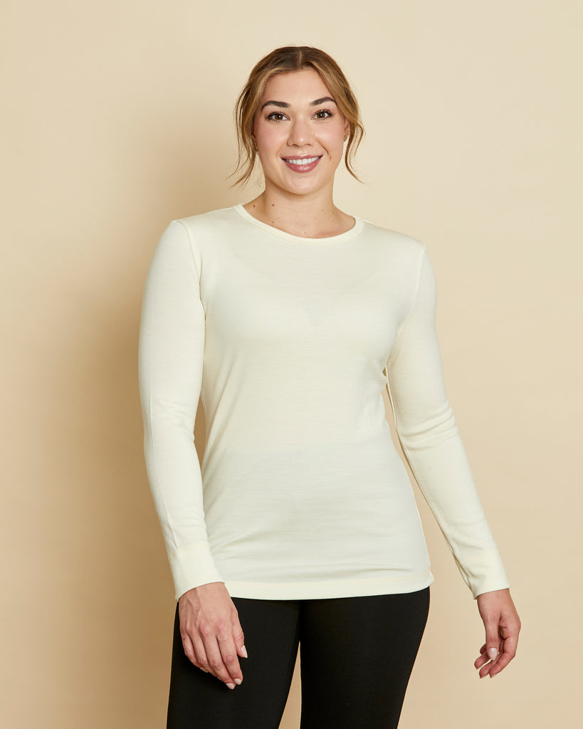 Women wearing Australian Merino Wool zip top!